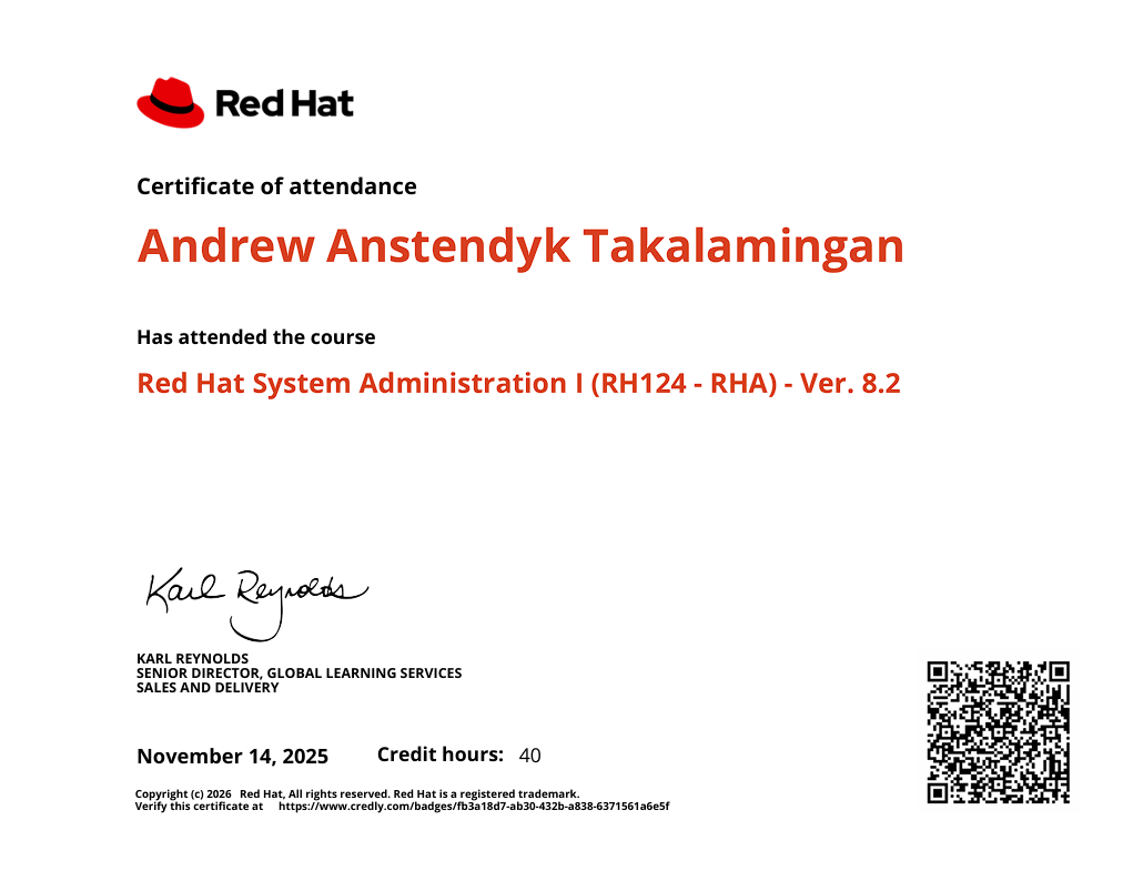 Red Hat System Administration I v8.2